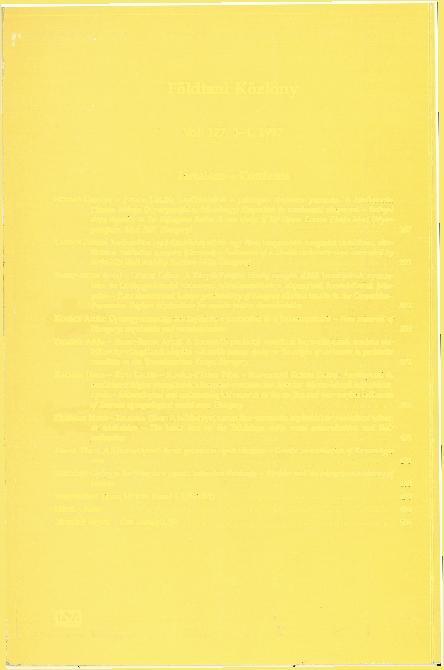 Földtani Közlöny Vol. 127. 3-4.