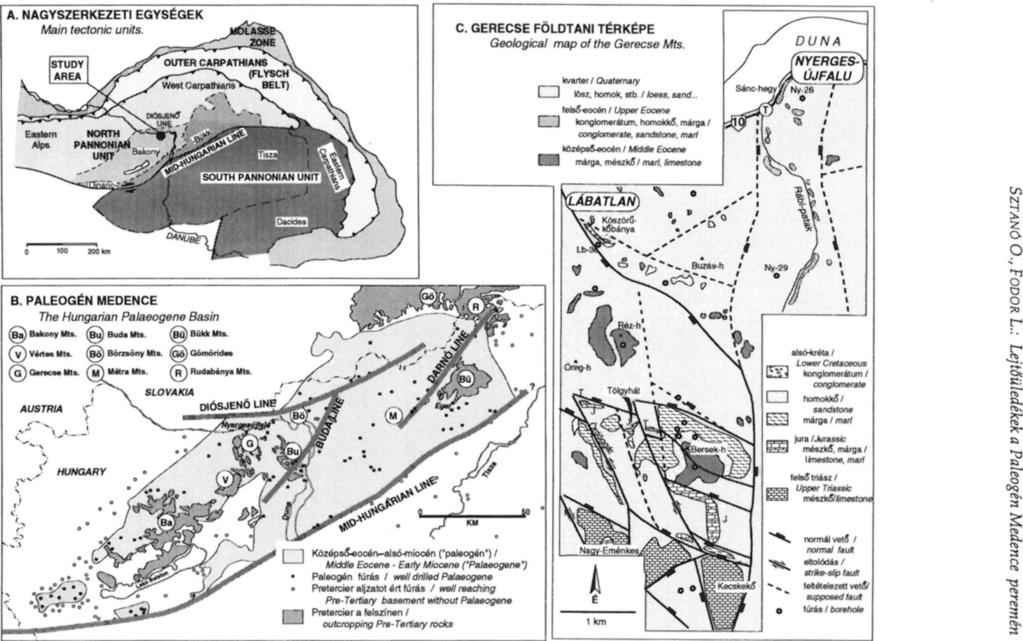 1992). В. The Hungarian Palaeogene Basin (after TARI et al. 1993). С.