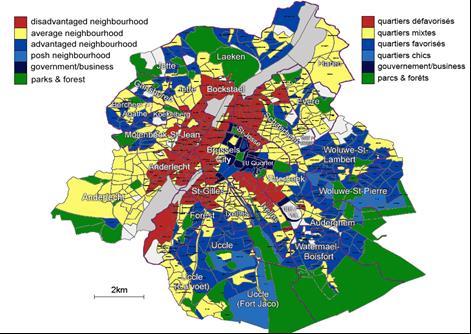 Brüsszel térbeli társadalmi szerkezete Forrás: https://www.