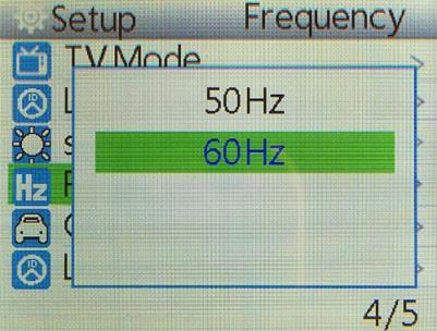 Frekvencia Az alapértelmezett beállítás 60 Hz.
