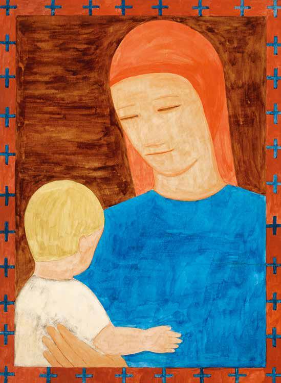 körül Art Deco Madonna, c. 1938 111 x 81 cm Jelezve középen lent Signed lower centre: Szabó B.