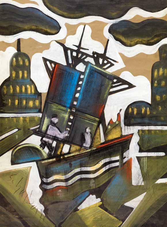 152 153 152 n Scheiber Hugó (1873-1950) Parkban In the Park 67,5 x 47,5 cm Vegyes technika, papír Mixed technique on paper Jelezve balra lent