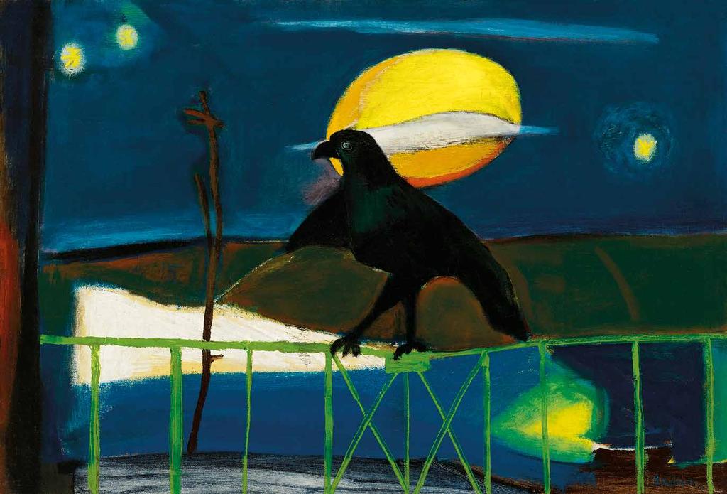160 n Bálint Endre (1914-1986) Este zöld erkélyráccsal teliholddal, 1948 Evening with Green Balcony Griil and Full-moon, 1948 55 x 80 cm Jelezve jobbra lent Signed lower right: Bálint 48