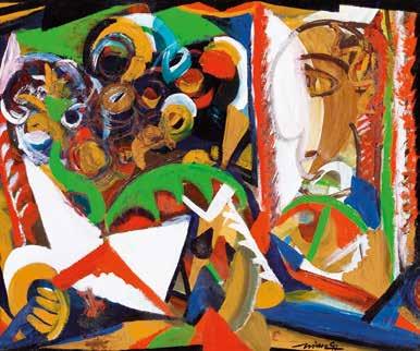 Vegyes technika, papír Mixed technique on paper Jelezve jobbra lent Signed lower right: Czóbel 193 Kikiáltási ár: 180 000 Ft /