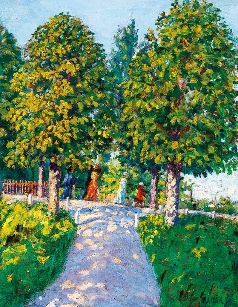13 13 n Nagy Károly (1903-1978) Kalapos hölgy a parkban, 1907 Lady with a Hat in the Park, 1907 80 x 110 cm Jelezve balra lent