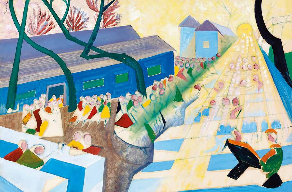 33 n Scheiber Hugó (1873-1950) Fényözön, 1925 körül Lights, c.1925 66 x 100 cm Olaj, papír Oil on paper Jelezve balra fent Signed upper left: Scheiber H.