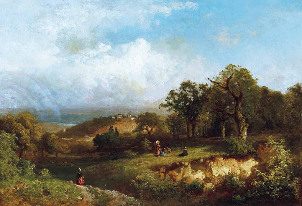 43 n Brodszky Sándor (1819-1901) Buda látképe a Svábhegyről, háttérben szivárvánnyal, 1860-as évek View of Buda with Rainbow in the Background, 1860s 49 x 70 cm Jelezve jobbra lent