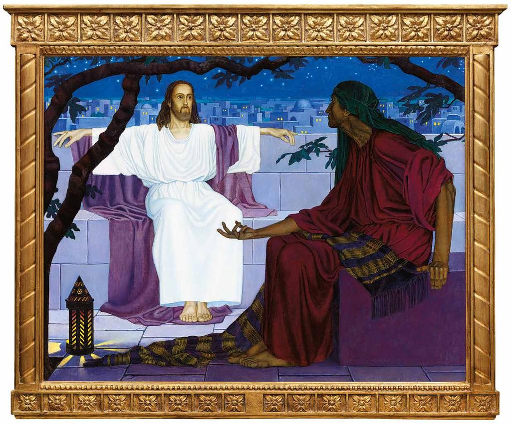 75 n Kacziány Aladár (1887-1978) Jezus és Nikodemus Jesus and Nicodemus 77 x 100 cm Jelzés nélkül Unsigned Hátoldalon Reverse: Jezus és Nikodemus Soós István dömsödi gyógyszerész úr tulajdona.