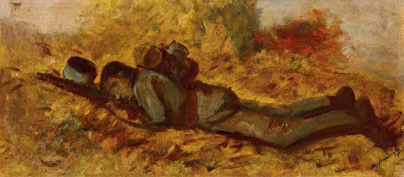 1915 28,5 x 64 cm Olaj, karton Oil on cardboard Jelezve jobbra lent Signed lower right: Mednyánszky Kikiáltási ár: 650 000 Ft / 2 1667