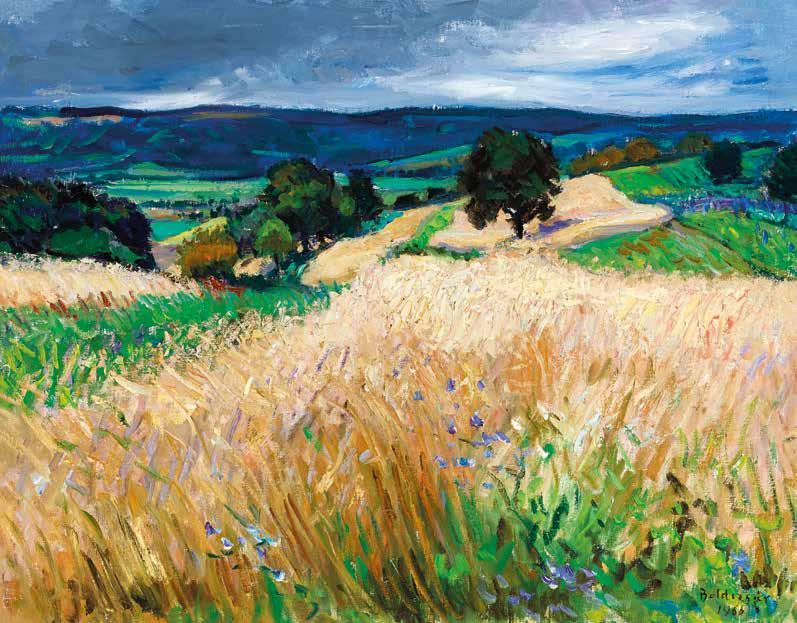 106 107 106 n Benkhard Ágost (1882-1961) Lankás domboldal kék égbolttal Hill-Side with Blue Sky 81 x 100 cm Jelezve balra lent Signed lower