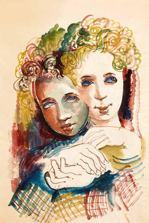 109 108 108 n Scheiber Hugó (1873-1950) Csavargó tollas kalapban Vagabong in a Hat with Feather 62 x 45 cm Vegyes technika, papír Mixed technique on paper