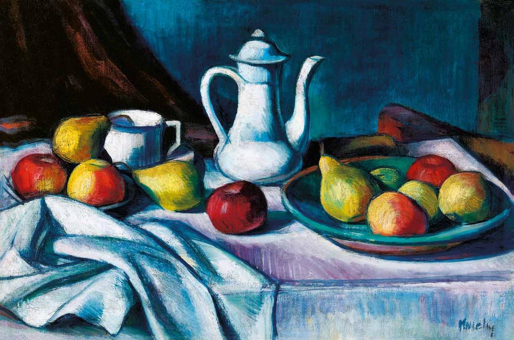110 n Kmetty János (1889-1975) Csendélet kancsóval és gyümölcsökkel, 1915 körül Still-Life with Jar and Fruits, c.