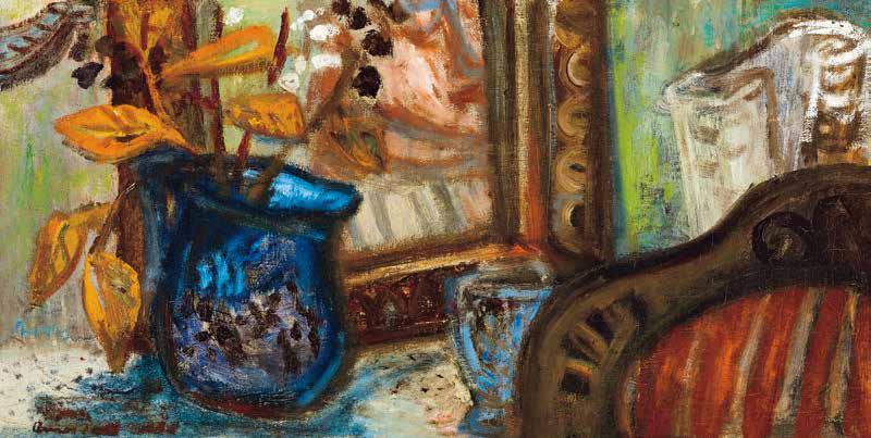 131 130 130 n Czóbel Béla (1883-1976) Virágok vázában, 1946 Flowers in a Vase, 1946 42 x 32 cm Pasztell, papír Pastell on paper Jelezve jobbra lent Signed lower right: Czóbel