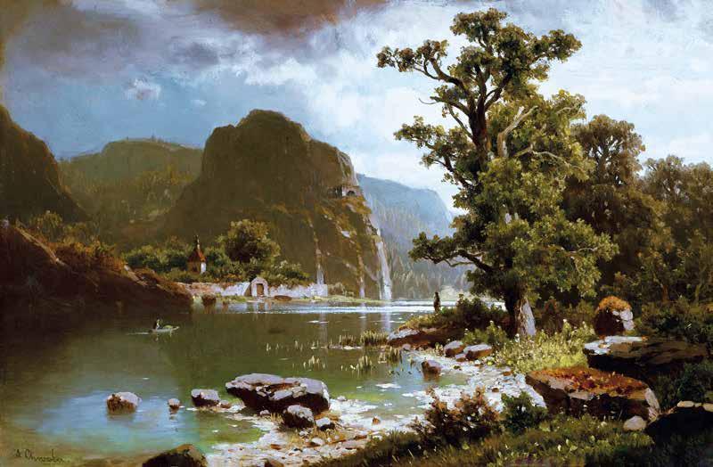 6 5 5 n Bruck Lajos (1846-1910) Patakpart, 1870-es évek Brookside, 1870s 32 x 33 cm Olaj, fa Oil on board Jelzés nélkül Unsignned Hátoldalon Reverse: Hagytéki bélyegző Kikiáltási ár: 240 000
