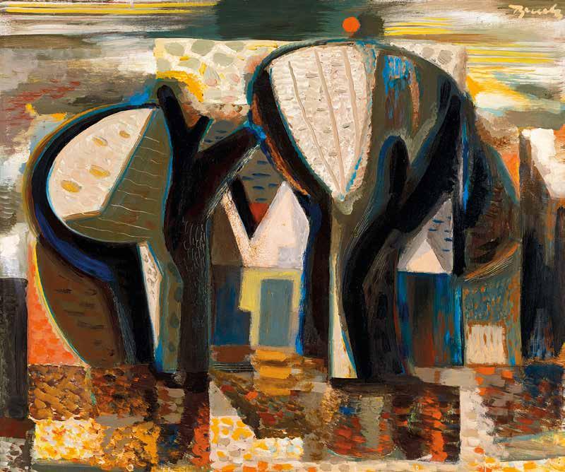138 137 137 n Gyarmathy Tihamér (1915-2005) Áttünéses kompozíció, 1960 Dissolving Composition, 1960 44 x 29 cm Olaj, farost Oil on fibre-board