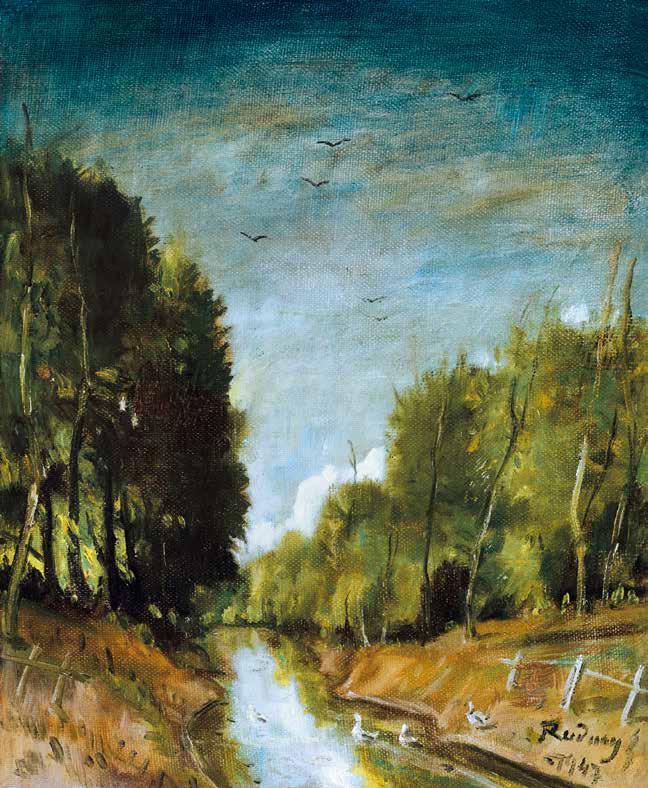 Erdei padon At Forest Bench 30 x 19 cm Olaj, fa Oil on panel Hátoldalon Reverse: Hagyatéki bélyegző Kikiáltási ár: 240 000 Ft / 800 EUR Becsérték: