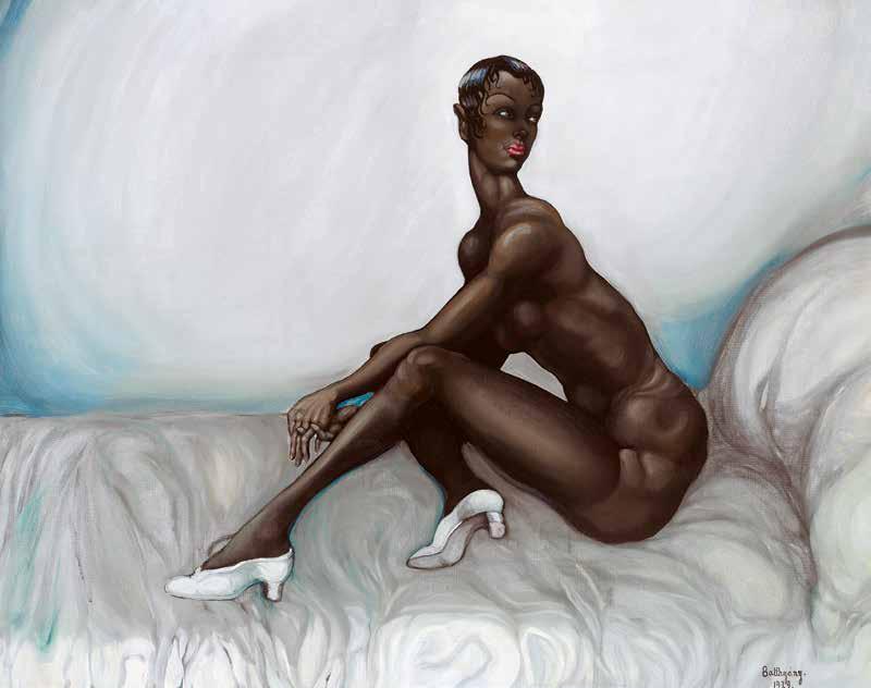 142 n Batthyány Gyula (1888-1959) Fekete akt fehér lakkcipőben, 1929 Black figure in a white shiners, 1929 80 x 100 cm Jelezve jobbra lent Signed lower right: Batthyány 1929 Kikiáltási ár: 7 500 000
