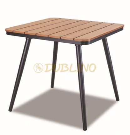 DL MALAGA TABLE 80 x 80 Antracit színű alumínium vázas technowood betétes karos éttermi kültéri asztal.