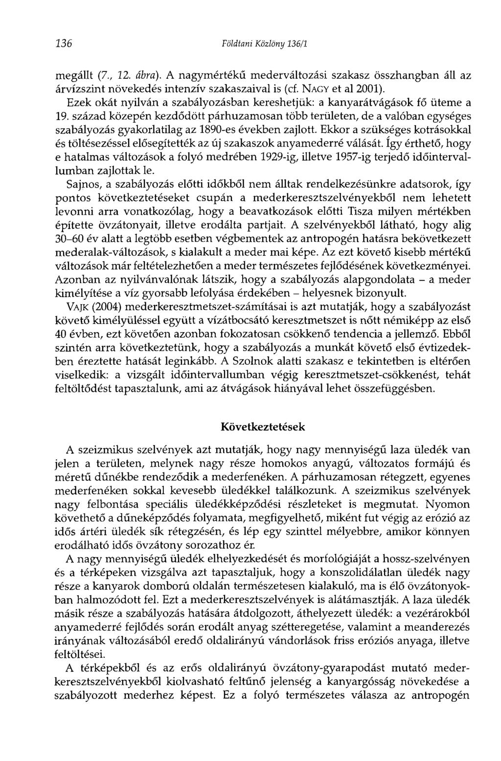 236 Földtani Közlöny 136/1 megállt (7., 12. ábra). A nagymértékű mederváltozási szakasz összhangban áll az árvízszint növekedés intenzív szakaszaival is (cf. NAGY et al 2001).
