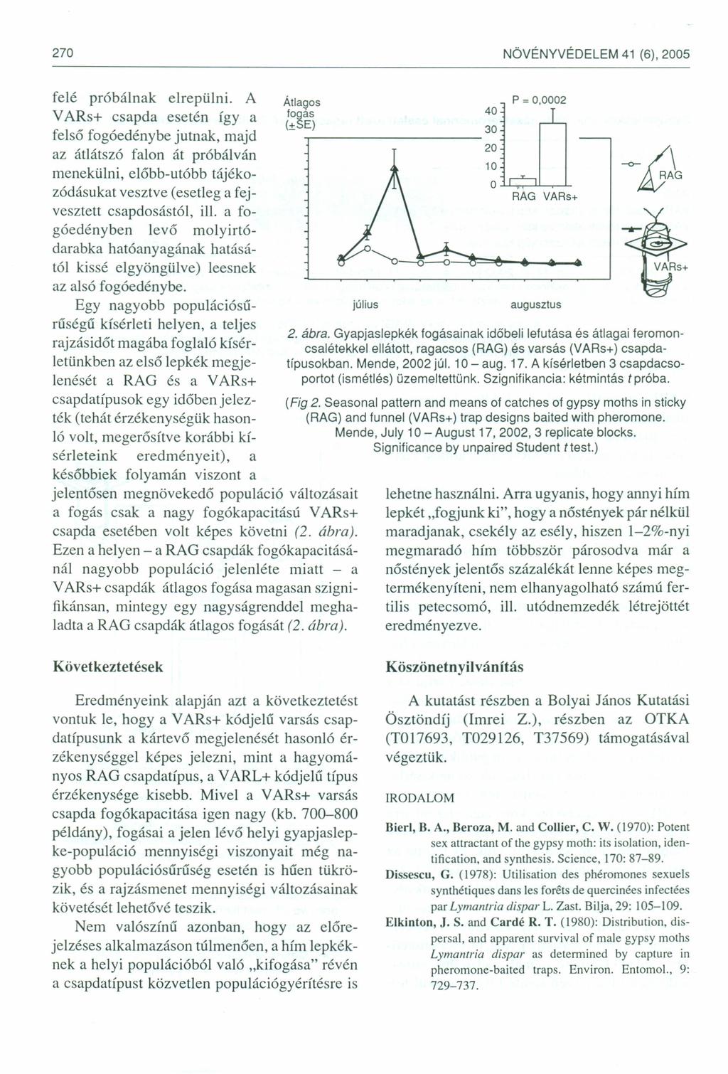 270 NÖVÉNYVÉDELEM 41 (6), 2005 r:f"l fogas 40 Átla (±SE),,, 30 felé próbálnak elrepülni.