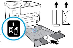 4. A borítékot álló tájolással és a nyomtatandó oldalával lefelé helyezze be.