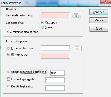 2. Kattintsunk a Bemeneti tartomány mező melletti gombra, ekkor a feljövő dialógus ablak segítségével kijelölhetjük az adatok tartományát.