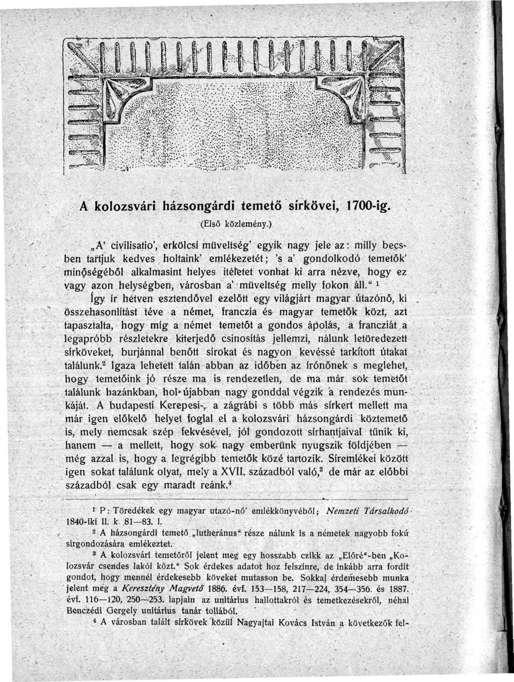 A kolozsvári házsongárdi temető sírkövei, 1700-ig. - PDF Ingyenes letöltés