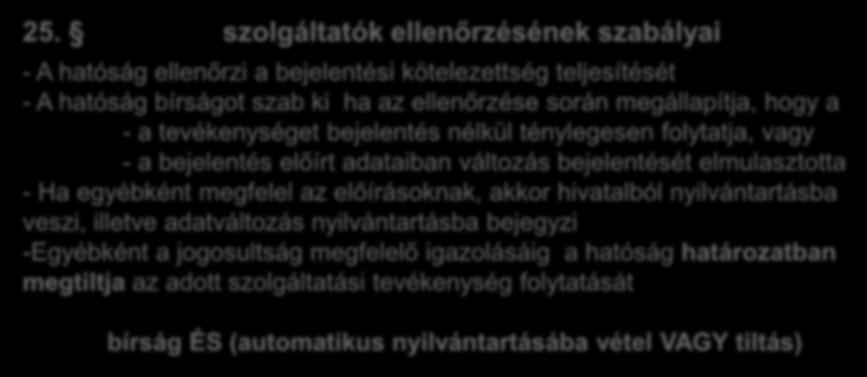 2009. évi LXXVI. törvény a szolgáltatási tevékenység megkezdésének és folytatásának általános szabályairól 25.