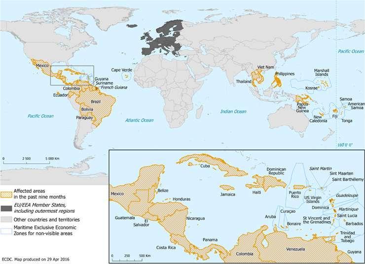 Venezuela Virgin-szigetek Vietnam Az elmúlt 9 hónapban helyi eredetű Zika-vírus terjedést regisztrált országok (ECDC, 2016. április 29.