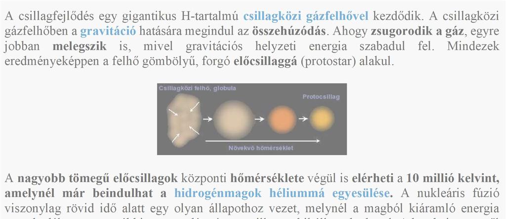 A nagyobb tömegű előcsillagok központi hőmérséklete végül is elérheti a 10 millió kelvint, amelynél már beindulhat a hidrogénmagok héliummá egyesülése.