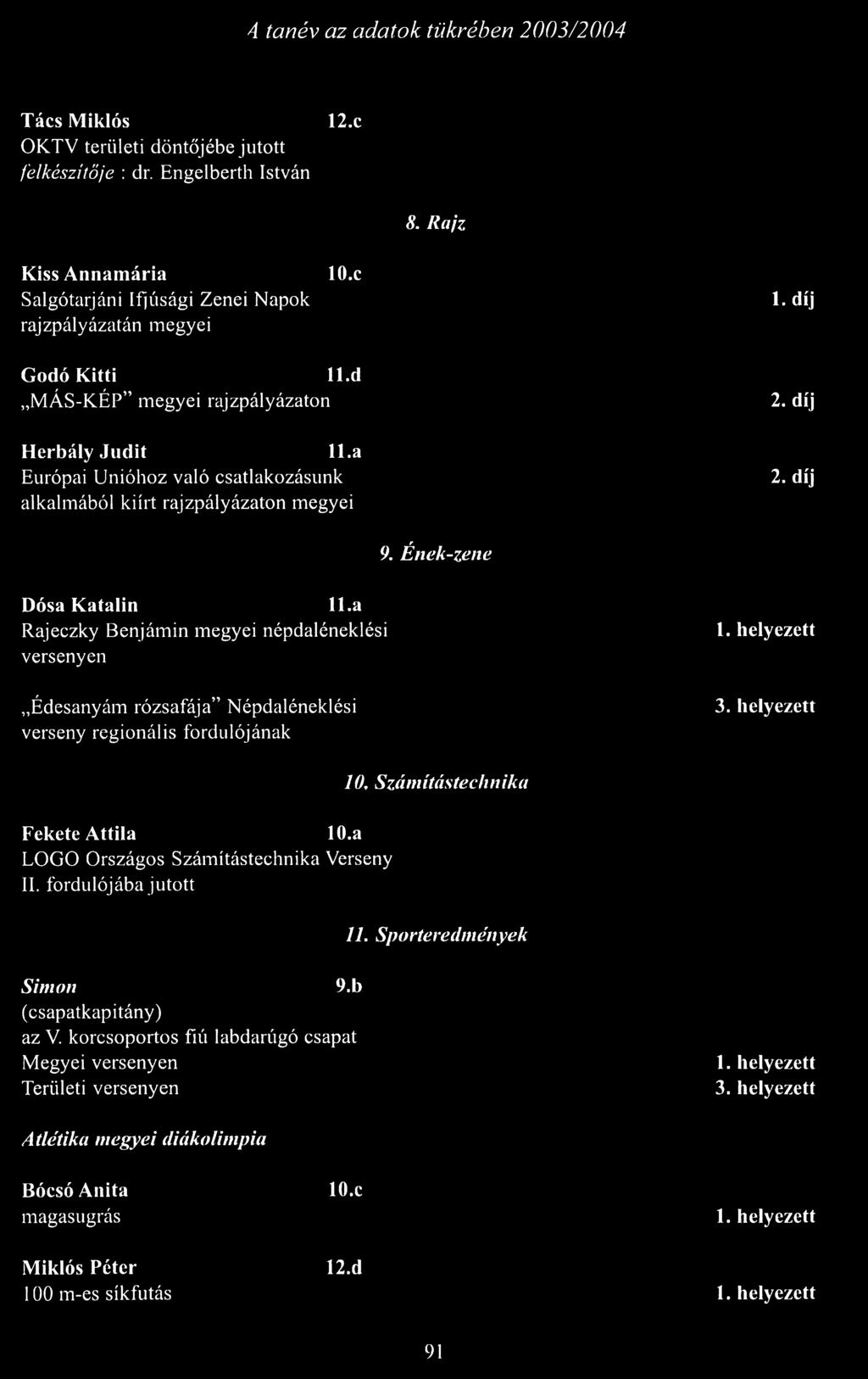 a Rajeczky Benjámin megyei népdaléneklési versenyen Édesanyám rózsafája Népdaléneklési verseny regionális fordulójának 1. helyezett 3. helyezett Fekete Attila lo.