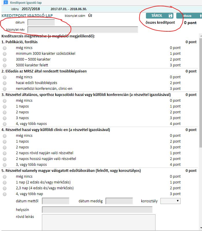 - Vigye fel az egyes igazolások dátumát, vagy adott napot amikor felölti az igazolásokat és nevezze el azokat, hogyha később módosítani, javítani szeretné az igazolások tartalmát,