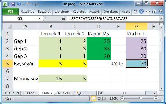 Megoldás Excelben