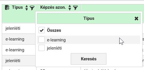 Értéklista elemeire, ahol egyre, többre vagy akár az összesre is szűrhetünk.