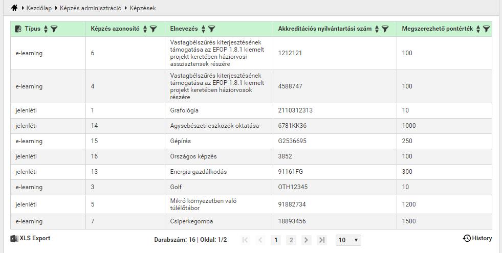 Új képzés rögzítésekor az E-learning és Jelenléti képzés fül inaktív mindaddig, amíg ki nem választják