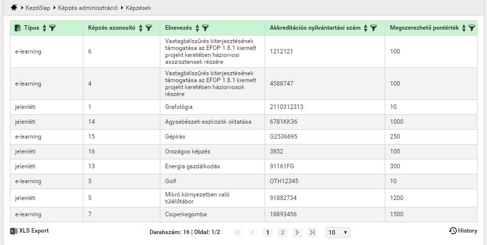 Új képzés rögzítésekor az E-learning és Jelenléti képzés fül inaktív mindaddig, amíg ki nem választják