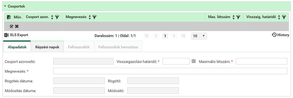 képzési nap típusa képzés és vizsga.
