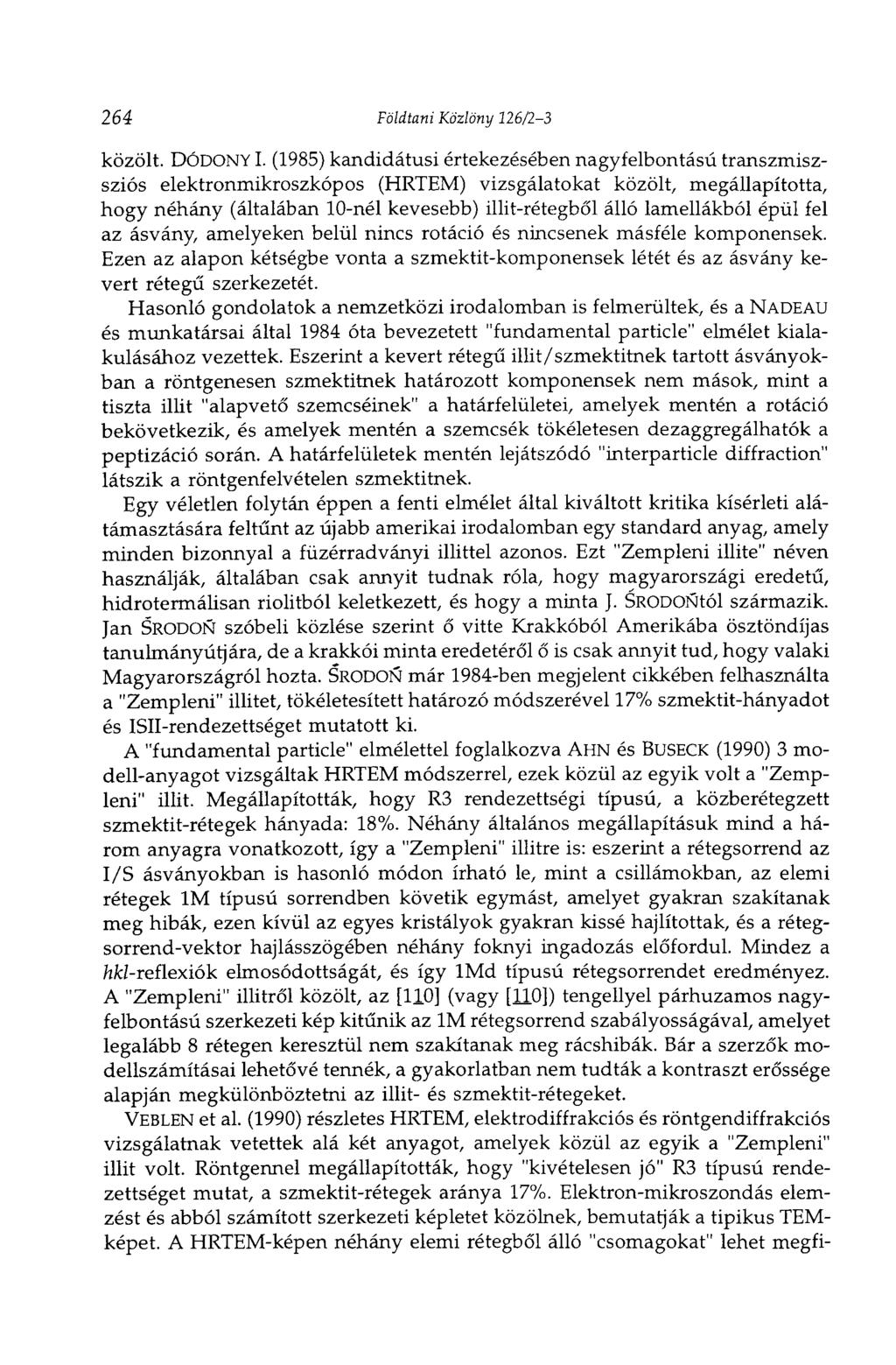264 Földtani Közlöny 126/23 közölt. DÓDONYI.
