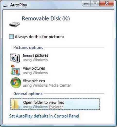 Képek másolása a számítógépre Picture Motion Browser nélkül 3 Kattintson az [Open folder to view files]-ra (Windows XP esetén: [Open folder to view files] t [OK]), mikor a varázsló képernyő
