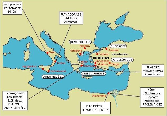 Az ógörög világ tudományos térképe Preszókratikus korszak i.e. 6-5. sz.
