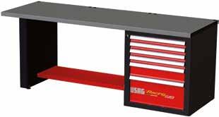 Munkapadok MUNKAPADOK ACÉL 1000 KG FA 1000 KG 2182 2182 519 RC2 H1 KÓD U05192004 6FIÓK 3 MODULOK RACING lemezacéllapos munkapad 6 fiókkal -