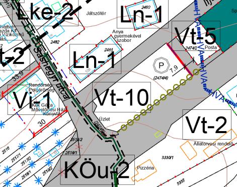 rendeltetési egységek gépkocsi parkolásának megoldására (TRT_3F9.2); Hatályos TSZT Hatályos SZT A 2474/4. hrsz.-ú, ~2400 m 2 nagyságú ingatlan az Ifjúság útja és a Balatoni út között terül el.