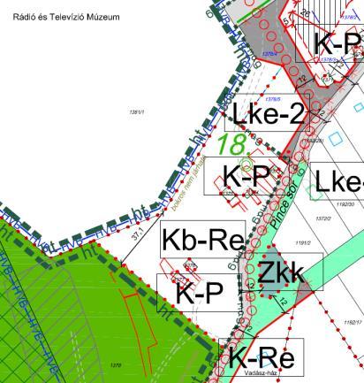 A beépítésre szánt területek között húzódó utak közúti közlekedési területbe tartoznak.