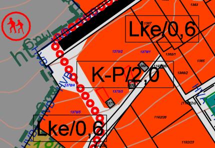 Az érvényben lévő településszerkezeti terv szerint az 1378/1-1378/3. előzetes hrsz.-ú ingatlanrészek az Lke/0,6 jelű kertvárosias lakóterületbe tartoznak a területen belül úszó három önálló hrsz.