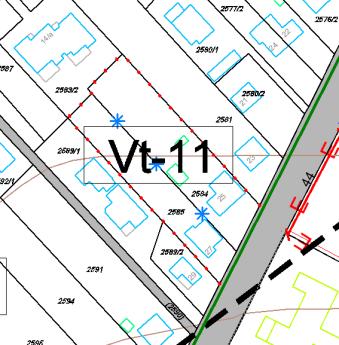 figyelembevételével (TRE_3F4); Hatályos TSZT Hatályos SZT A település központjához közel, a Gárdonyi Géza utcában, az iskolával szemben található a 2584. és a 2585. hrsz.
