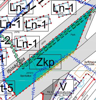 A Balatoni út és a lakótelep között húzódó zöldterület játszótérrel, kosárlabda és gördeszka pályával Az érvényben lévő