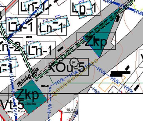 A szabályozási terv a TSZT területfelhasználását tükrözve a tárgyi közterületet a zöldterület Zkp jelű közpark övezetébe sorolja.