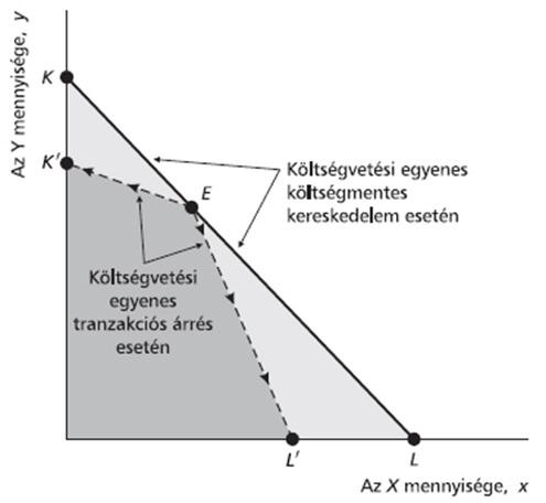 Nem tökéletes piacok Arányos tranzakciós költségek: Az X jószág minden egyes egysége után G díjat kell zetni. Az arányos tranzakciós költségek hatására elválik egymástól a vételi és az eladási ár.