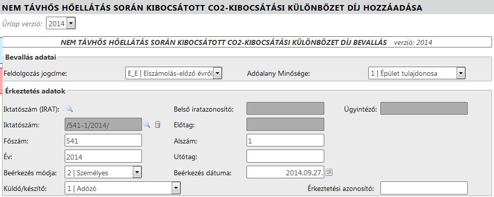 Nem távhős hőellátás során kibocsátott CO2 kibocsátási különbözet díj I.