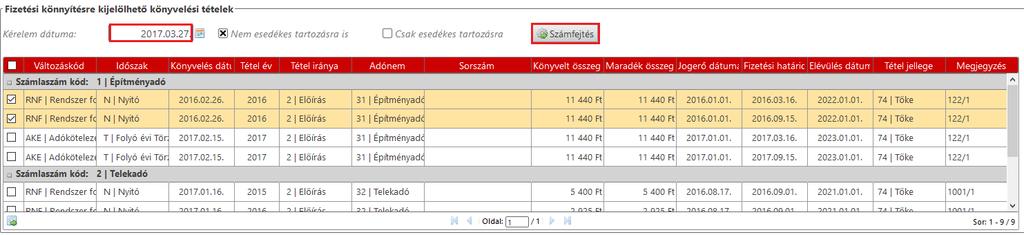 Az érkeztetési adatok értelemszerű kitöltése után (integrált működés esetén az érkeztetés adatok nagyítóval történő beemelését követően) az adózó betallózása szükséges.